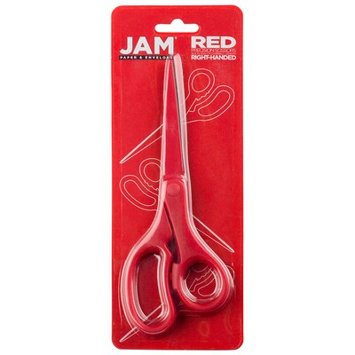 JAM Paper 8" Plastic General Purpose Scissors, Pointed Tip, Red (342RE)