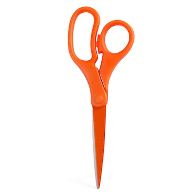 JAM Paper® Heavy Duty Multi-Purpose Precision Scissors, 8 Inch, Orange, Stainless Steel Blades, Sold