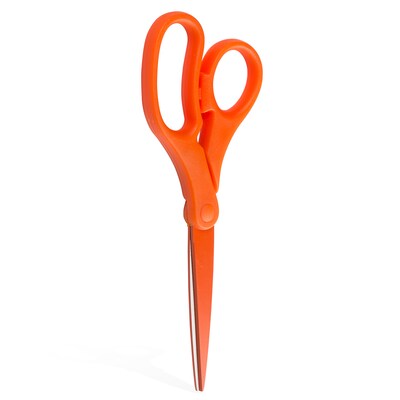 JAM Paper® Heavy Duty Multi-Purpose Precision Scissors, 8 Inch, Orange, Stainless Steel Blades, Sold