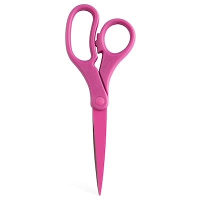 JAM Paper® Heavy Duty Multi-Purpose Precision Scissors, 8 Inch, Fuchsia Pink, Stainless Steel Blades