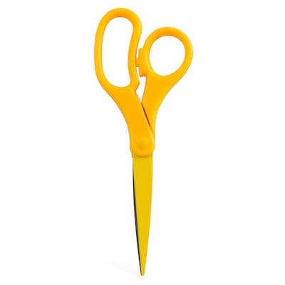 JAM Paper® Heavy Duty Multi-Purpose Precision Scissors, 8 Inch, Yellow, Stainless Steel Blades, Sold