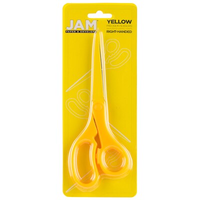 JAM Paper 8" Plastic General Purpose Scissors, Pointed Tip, Yellow (342YE)