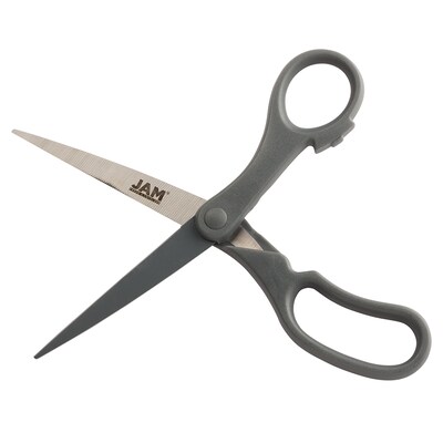JAM Paper® Heavy Duty Multi-Purpose Precision Scissors, 8" Stainless Steel Blades, Grey (342GY)