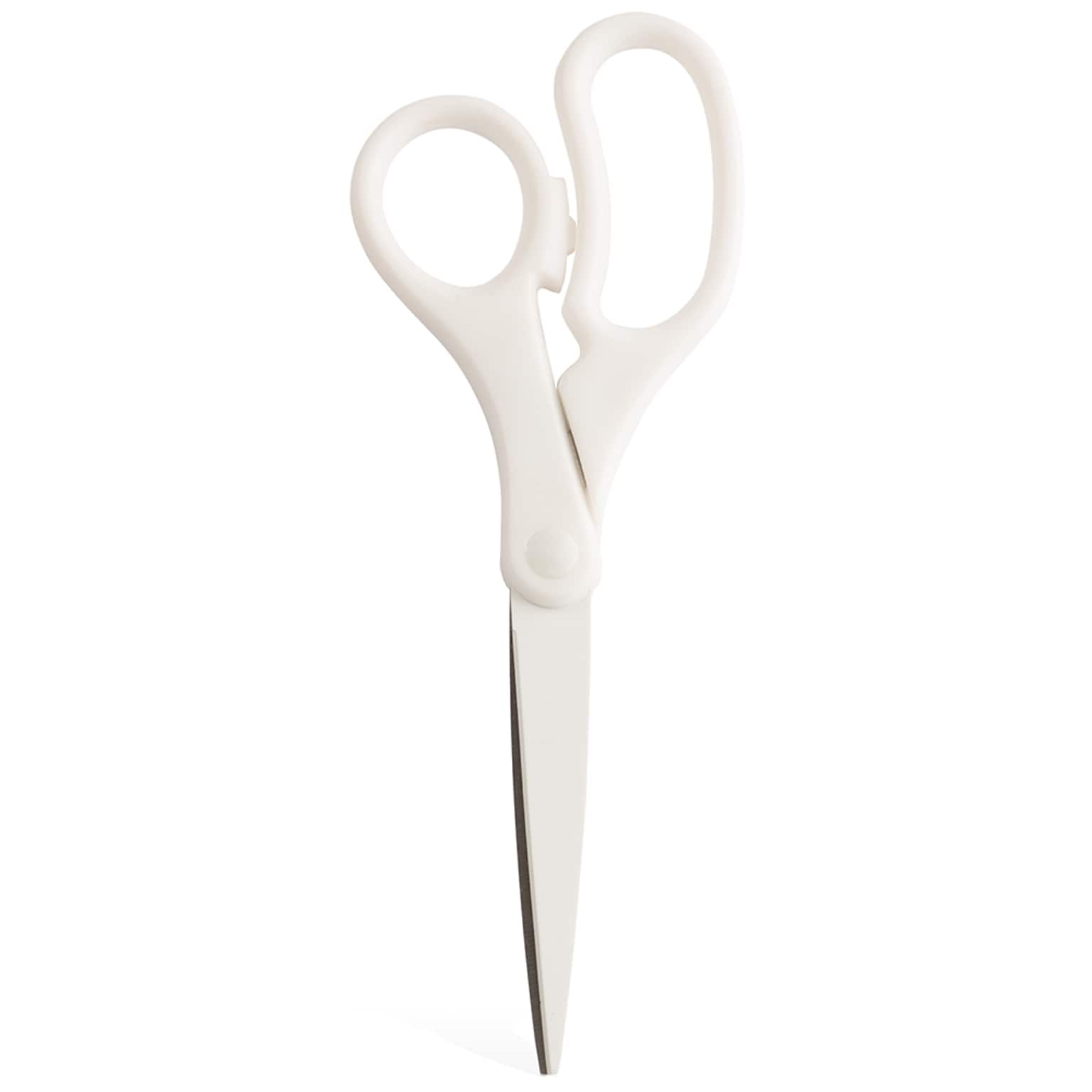 JAM Paper 8 Plastic General Purpose Scissors, Pointed Tip, White (342WH)