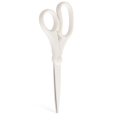 JAM Paper 8 Plastic General Purpose Scissors, Pointed Tip, White (342WH)