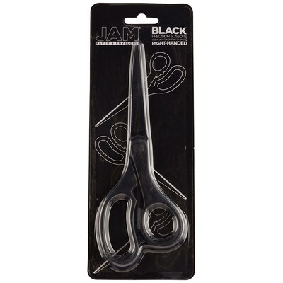 JAM Paper 8" Plastic General Purpose Scissors, Pointed Tip, Black (342BL)