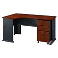 Bush Business Furniture Cubix Left Corner Desk with Mobile File Cabinet, Hansen Cherry/Galaxy, Installed (SRA074HCSUFA)