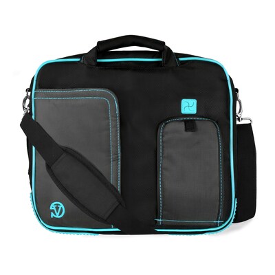 Vangoddy Polyester Laptop Messenger Bag Travel Bag, Black/Aqua (PT_NBKLEA701_BSH)
