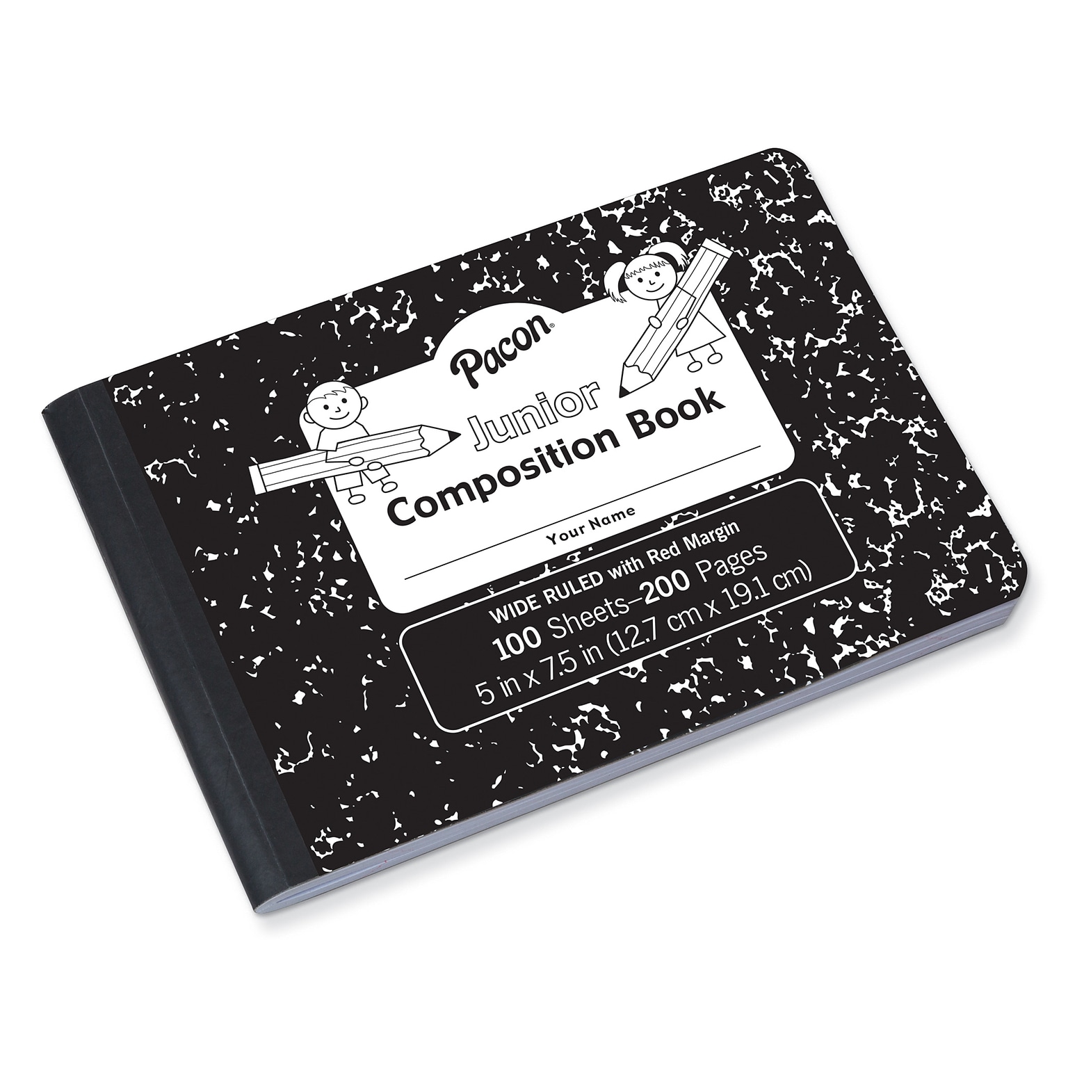 Pacon Junior 1-Subject Composition Notebooks, 5 x 7, Wide Ruled, 100 Sheets, Black, 12/Bundle (PACMMK37090)