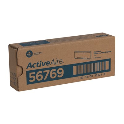 ActiveAire Automated In-Stall Freshener Dispenser by GP PRO, White, 9.500"W x 1.170"D x 3.500"H (56769)