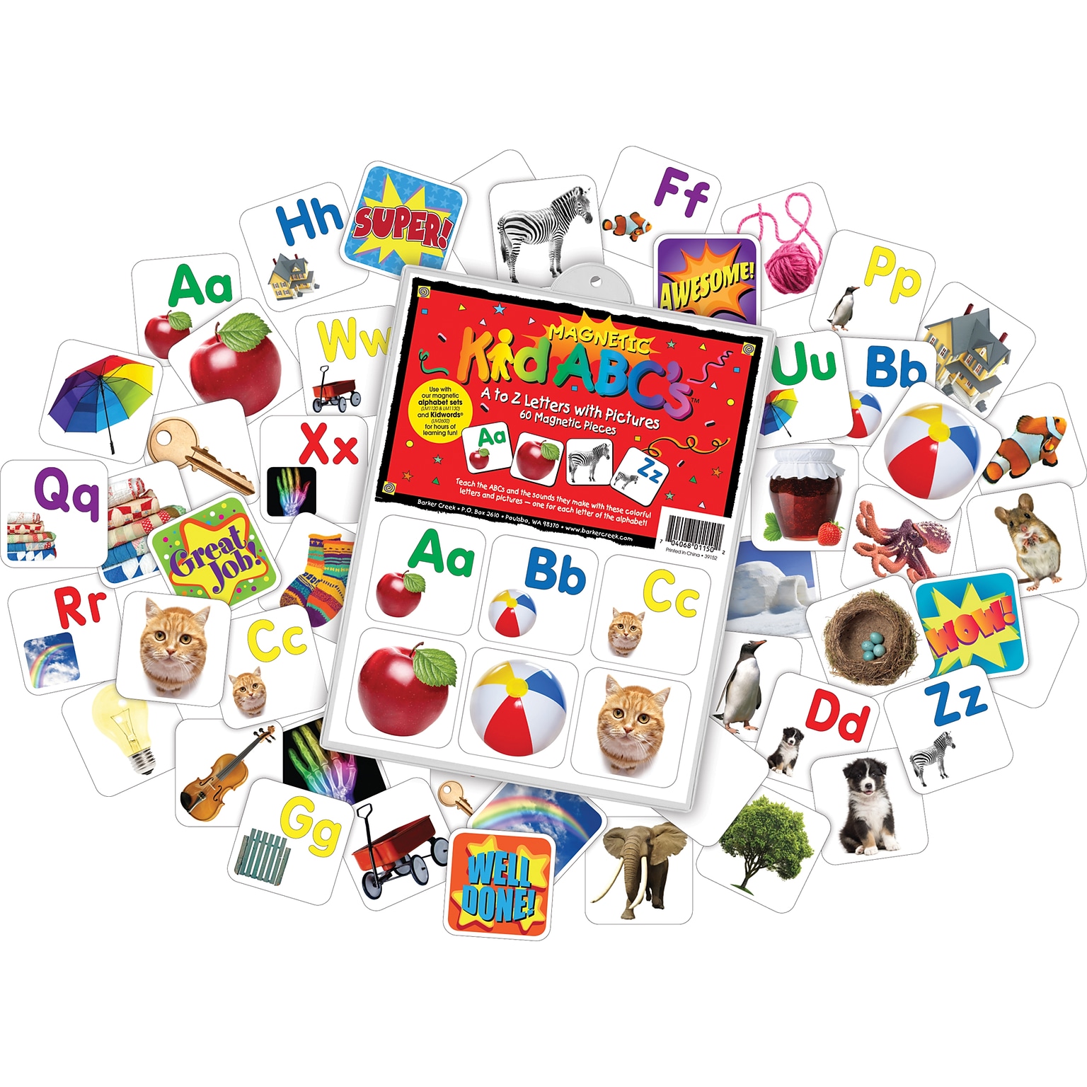 Barker Creek Learning Magnets® A-Z Letters with Pictures, 60/Pack (LM1150)