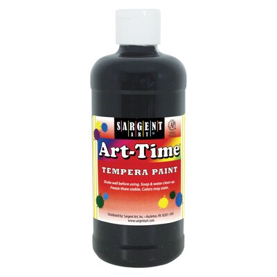 Sargent Art Art-Time Non-Toxic Tempera Paint, Black, 16 oz., 10/Bundle (SAR226485)