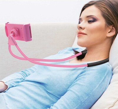 LAX Gadgets Hands-Free Neck Holder Phone Mount for Smartphones, Pink (NECKHLDR-PNK)