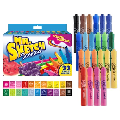 Mr. Sketch Scented Tank Washable Markers, Chisel Tip, Assorted Colors, 22/Pack (2054594)