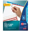 Avery Print & Apply Blank Tab Dividers, 8-Tab, Blue, 5/Pack (11411)