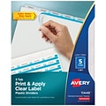 Avery Index Maker Print & Apply Label Plastic Dividers, 5-Tab, Frosted, Set (11449)