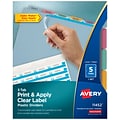 Avery Index Maker Print & Apply Label Plastic Dividers, 5-Tab, Translucent Multicolor (11452)