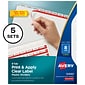 Avery Index Maker Plastic Dividers with Print & Apply Label Sheets, 5 Tabs, Frosted White, 5 Sets/Pack (12450)