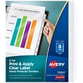 Avery Index Maker Print & Apply Label Dividers, 8-Tab, Clear (75501)