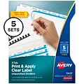 Avery Index Maker Print & Apply Label Dividers, 5-Tab, White, 5 Sets/Box (11431)