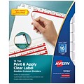 Avery Index Maker Print & Apply Dividers, 16-Tab, White, Set (13150)