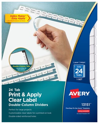 Avery Index Maker Print & Apply Dividers, 24-Tab, White, Set (13151)