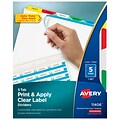 Avery Index Maker Print & Apply Label Dividers, 5-Tab, Multicolor, Set (11406)