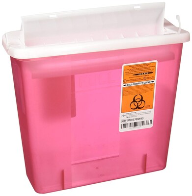 Medline Biohazard Patient Room Sharps Containers, 5 qt, 20/Pack