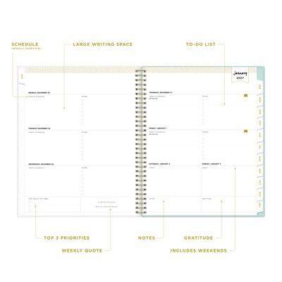 2027 Blue Sky Day Designer Secret Garden Mint 8.5 x 11 Calendar Year Weekly & Monthly Planner, Plastic Cover, Mint (140101-27)