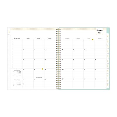 2027 Blue Sky Day Designer Secret Garden Mint 8.5" x 11" Calendar Year Weekly & Monthly Planner, Plastic Cover, Mint (140101-27)