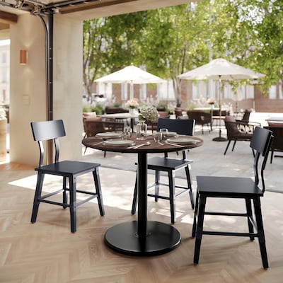 Flash Furniture Acadia 36 Round Wooden Dining Table with Round Base, Dark Brown/Black Base (STRD36WBRTR24)