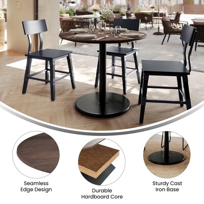 Flash Furniture Acadia 36" Round Wooden Dining Table with Round Base, Dark Brown/Black Base (STRD36WBRTR24)