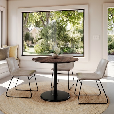 Flash Furniture Acadia 36" Round Wooden Dining Table with Round Base, Dark Brown/Black Base (STRD36WBRTR24)