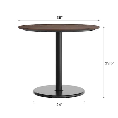 Flash Furniture Acadia 36" Round Wooden Dining Table with Round Base, Dark Brown/Black Base (STRD36WBRTR24)