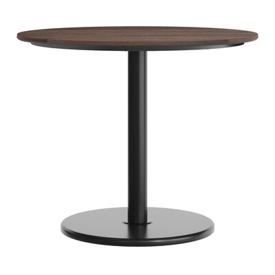 Flash Furniture Acadia 36" Round Wooden Dining Table with Round Base, Dark Brown/Black Base (STRD36WBRTR24)