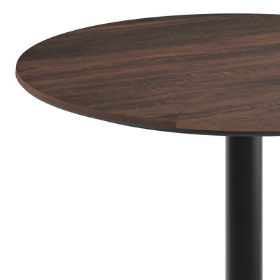 Flash Furniture Acadia 36" Round Wooden Dining Table with Round Base, Dark Brown/Black Base (STRD36WBRTR24)