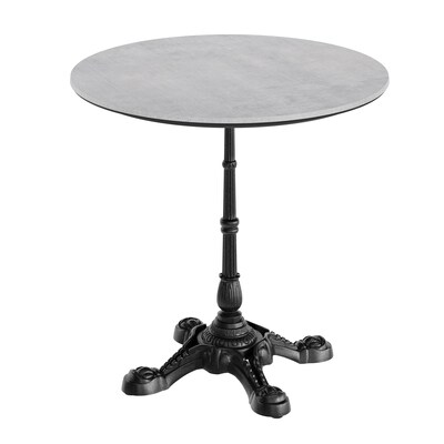 Flash Furniture Acadia 31.25 Round Wooden Dining Table with Bistro Base, Gray Faux Concrete/Black Base (STRD31CGST2222)