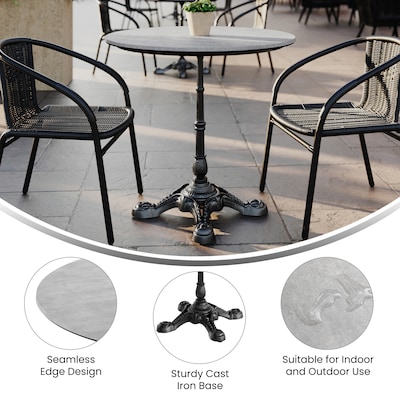 Flash Furniture Acadia 31.25" Round Wooden Dining Table with Bistro Base, Gray Faux Concrete/Black Base (STRD31CGST2222)