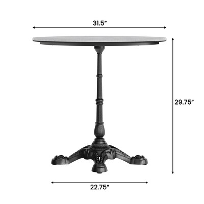 Flash Furniture Acadia 31.25" Round Wooden Dining Table with Bistro Base, Gray Faux Concrete/Black Base (STRD31CGST2222)