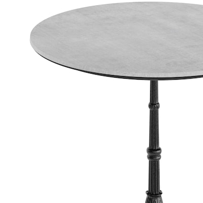 Flash Furniture Acadia 31.25" Round Wooden Dining Table with Bistro Base, Gray Faux Concrete/Black Base (STRD31CGST2222)