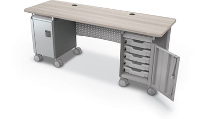 MooreCo Compass 72W Dual Cabinet Teacher Desk, Grey Elm (703673923316)