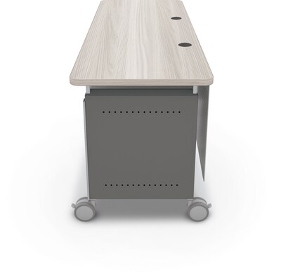 MooreCo Compass 72"W Dual Cabinet Teacher Desk, Grey Elm (703673923316)
