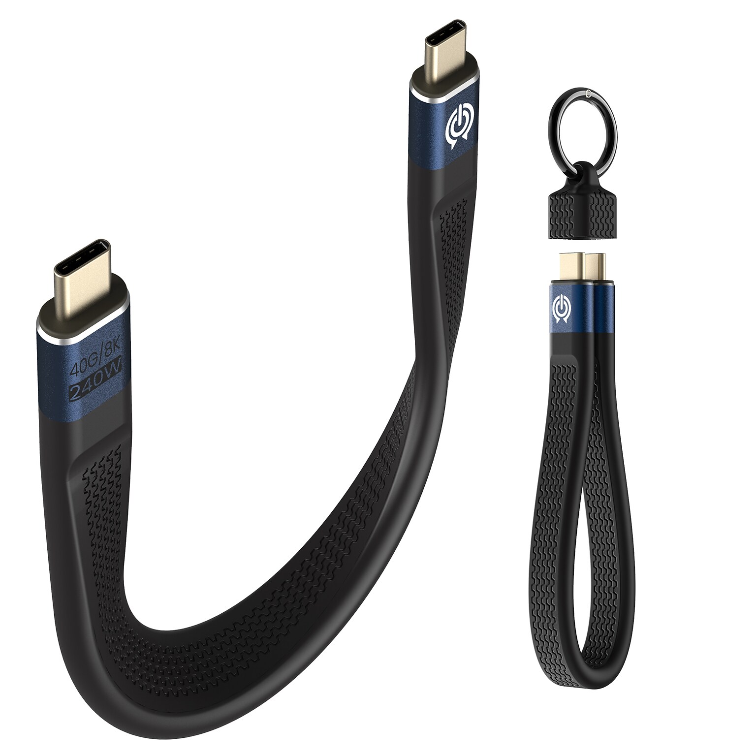 Overtime C15 240W 6 USB-C to USB-C Charging Cable, Includes Keychain and Cap, Black (OCAC15BK)