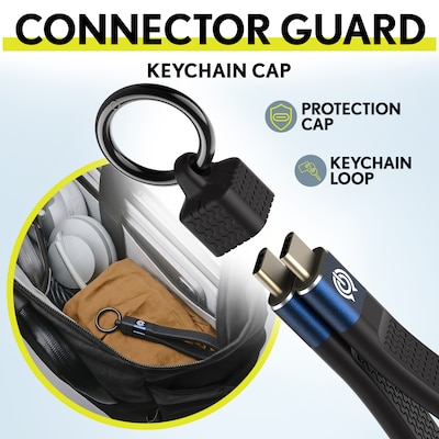 Overtime C15 240W 6" USB-C to USB-C Charging Cable, Includes Keychain and Cap, Black (OCAC15BK)