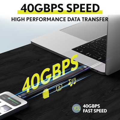 Overtime C15 240W 6" USB-C to USB-C Charging Cable, Includes Keychain and Cap, Black (OCAC15BK)