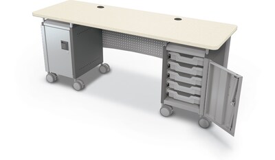 MooreCo Compass 72W Dual Cabinet Teacher Desk, Neutral Weft (703673923330)
