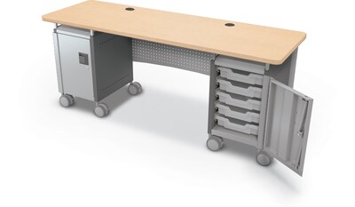 MooreCo Compass 72W Dual Cabinet Teacher Desk, Fusion Maple (703673923323)