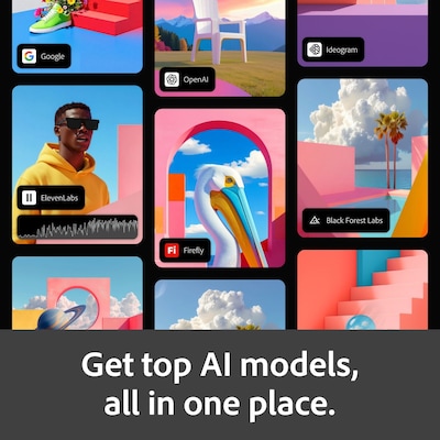 Adobe Firefly Standard AI Video Generator, 1 Year Subscription for 1 User, PC/Mac, Download