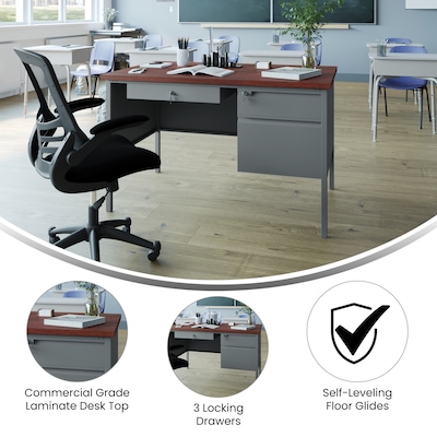 Flash Furniture Cambridge 48"W Right Side Single Pedestal Desk, Mahogany (GCMGRY24X48MHG)