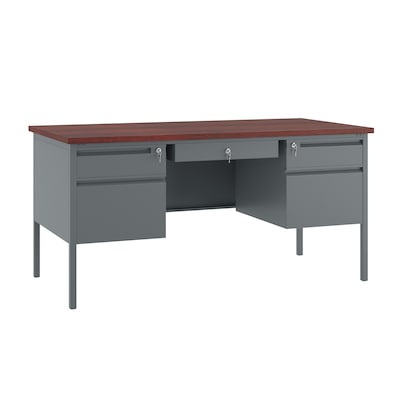 Flash Furniture Cambridge 60W Double Pedestal Desk, Mahogany (GCMGRY30X60MHG)